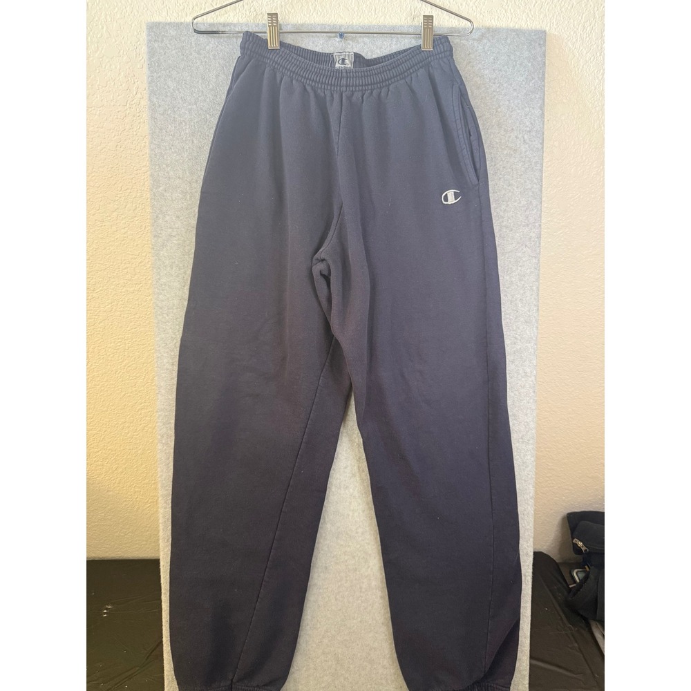 Vintage Champion Y2K Retro Sweatpants Navy Blue Embroidered Logo Men M